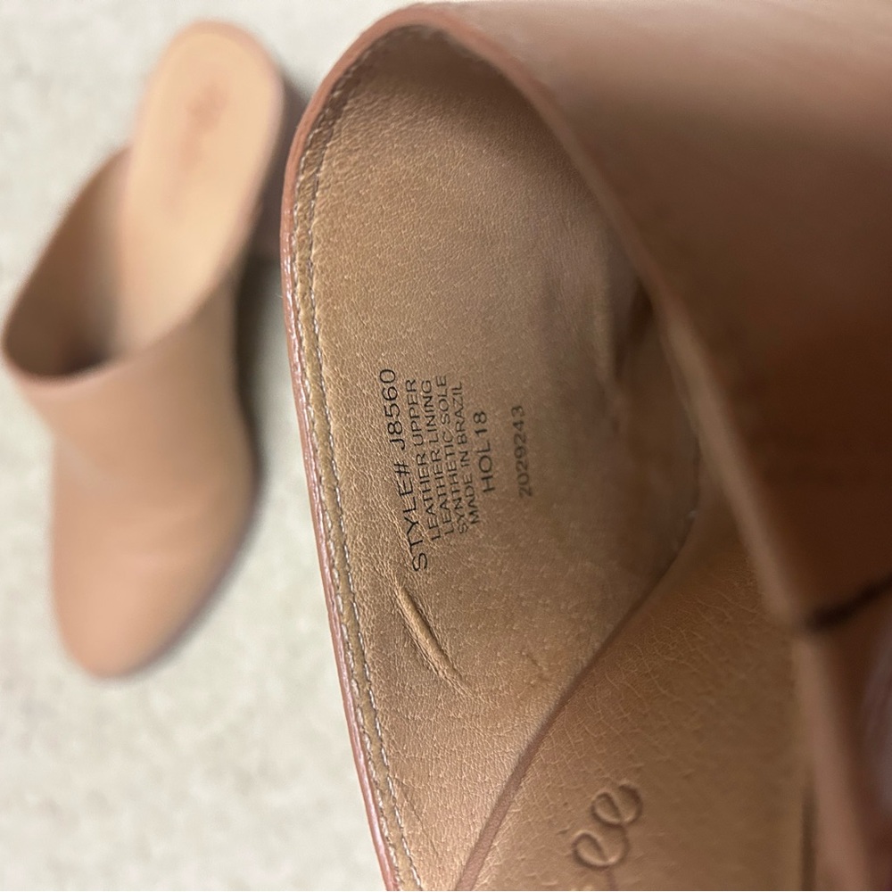 Women’s Tan Leather Mule Slide - Casual Slip-On